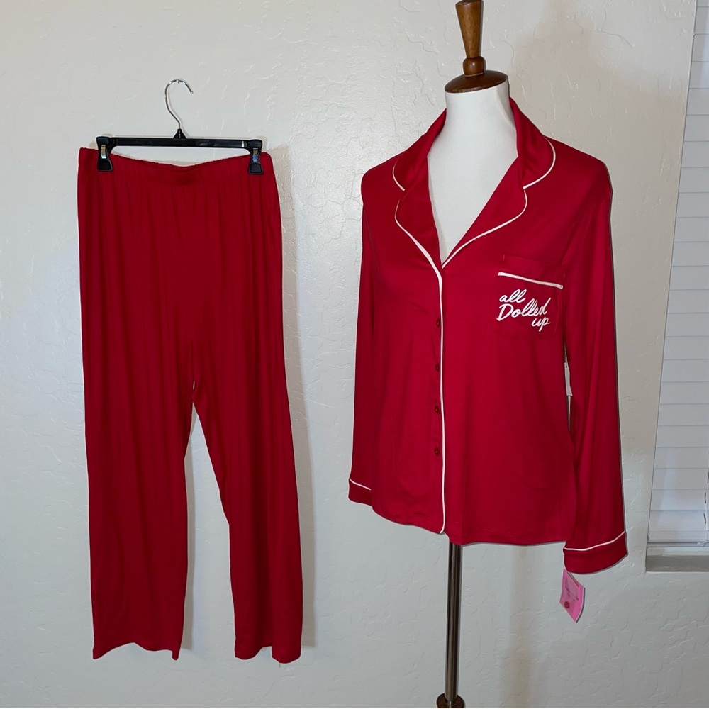 🎉HP🎉New! Kate Spade Red “All Dolled Up” Pajama Pant 2pc Set XL🌹Last one! - Picture 3 of 12